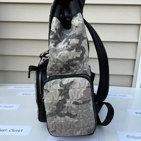 Michael Kors Backpack Cooper Logo Denim Backpack Utility Rucksack Black